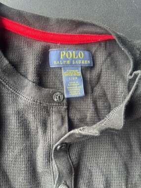 Polo Ralph Lauren Men's Black Long Sleeve Waffle Knit Thermal Henley Sleepwear S